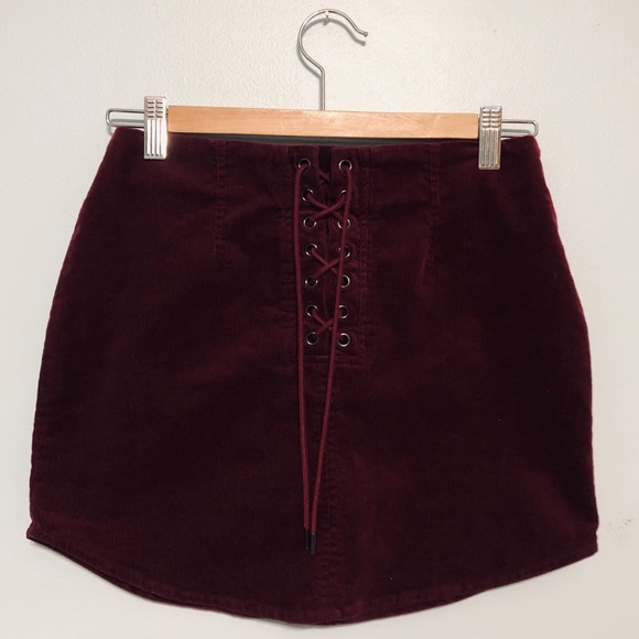 Velvet/Suede Maroon Skirt - Picture 2 of 4